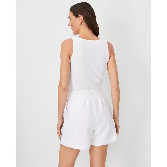 Ann Taylor Patch Pocket Easy Mid Shorts in Linen Blend NEW - Picture 2 of 8